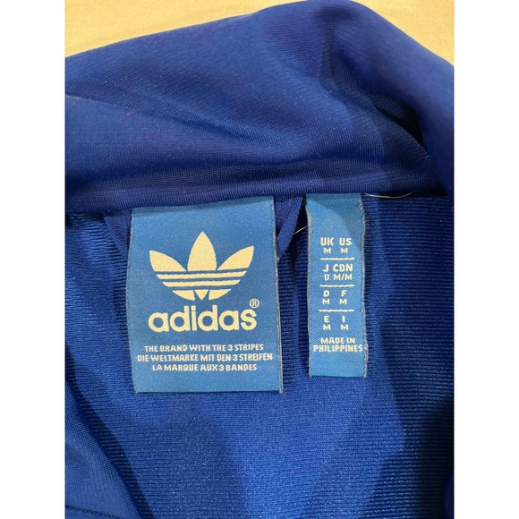 Adidas Track Jacket Blue Teal 3 Stripe Trefoil Logo Full Zip Mens Medium - Picture 3 of 10